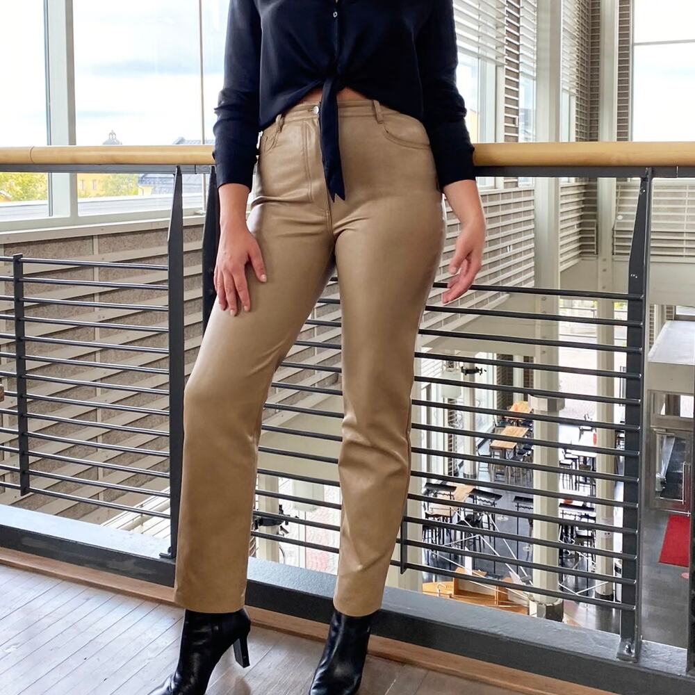 ARITZIA Wilfred Melina Vegan Leather Pants Taupe Brown 0